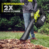RYOBI 40V HP Brushless 100 MPH 600 CFM Cordless Leaf Blower/Mulcher/Vacuum with (2) 4.0 Ah Batteries and Charger