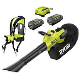 RYOBI 40V HP Brushless 100 MPH 600 CFM Cordless Leaf Blower/Mulcher/Vacuum with (2) 4.0 Ah Batteries and Charger