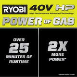 RYOBI 40V HP Brushless 100 MPH 600 CFM Cordless Leaf Blower/Mulcher/Vacuum with (2) 4.0 Ah Batteries and Charger