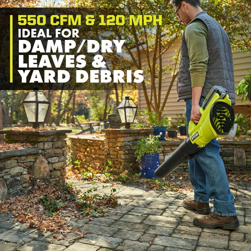 RYOBI 40V 120 MPH 550 CFM Cordless Battery Blower With 4.0 Ah Battery and Charger