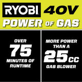 RYOBI 40V 120 MPH 550 CFM Cordless Battery Blower With 4.0 Ah Battery and Charger