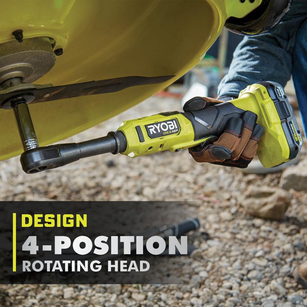 RYOBI ONE+ HP 18V Brushless Cordless 1/4 in. and 3/8 in. Extended Reach Ratchets (Tools Only)