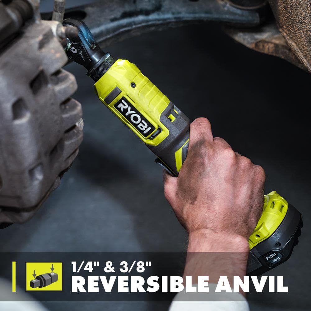 RYOBI ONE+ 18V Cordless Multi Size Ratchet Kit with 1.5 Ah Battery and Charger