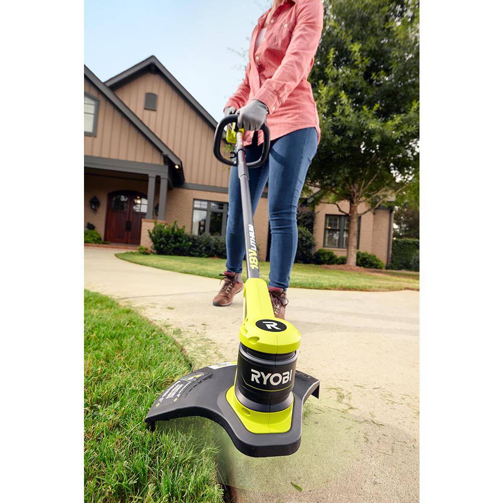 RYOBI ONE+ 18V Lithium-Ion Cordless 12 in. String Trimmer with 2.0 Ah Battery and Charger (P20100)