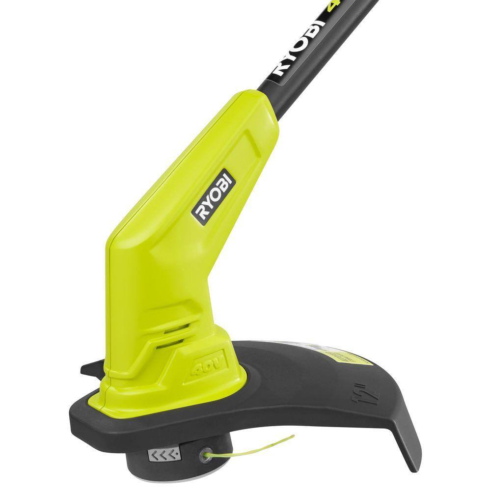 RYOBI 40V Lithium-Ion Cordless String Trimmer – 2.0 Ah Battery and Charger Included (12 in.)