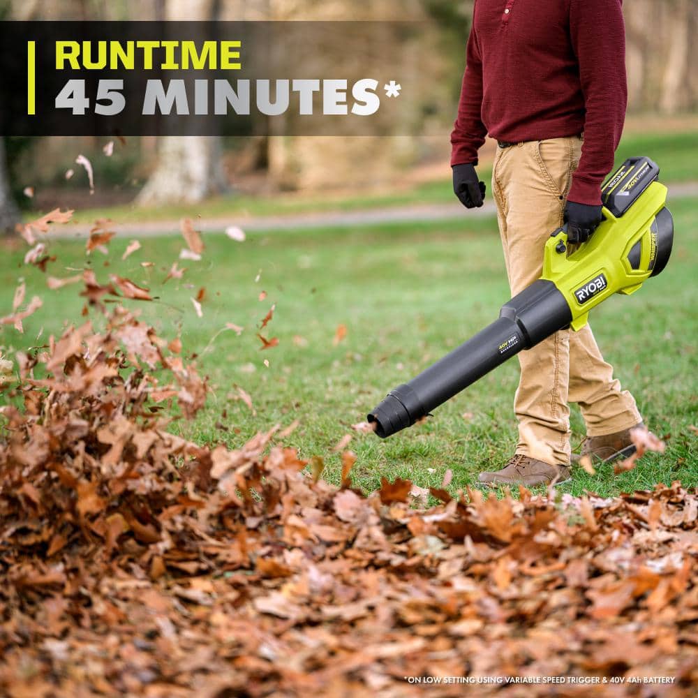 RYOBI 20 in. 40V HP Brushless Cordless Push Lawn Mower & 650 CFM Blower Kit with 6.0 Ah Battery, 4.0 Ah Battery & Fast Chargers