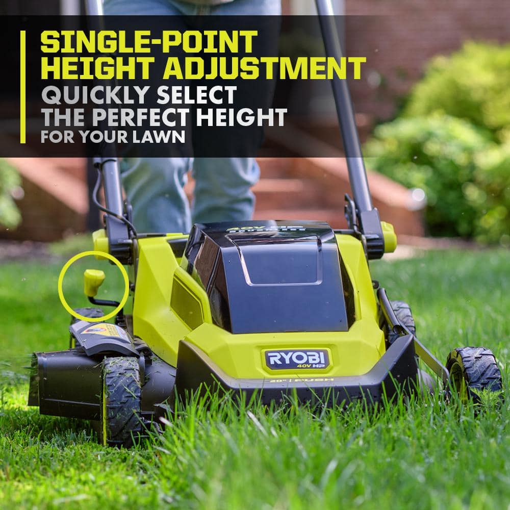 RYOBI 20 in. 40V HP Brushless Cordless Push Lawn Mower & 650 CFM Blower Kit with 6.0 Ah Battery, 4.0 Ah Battery & Fast Chargers