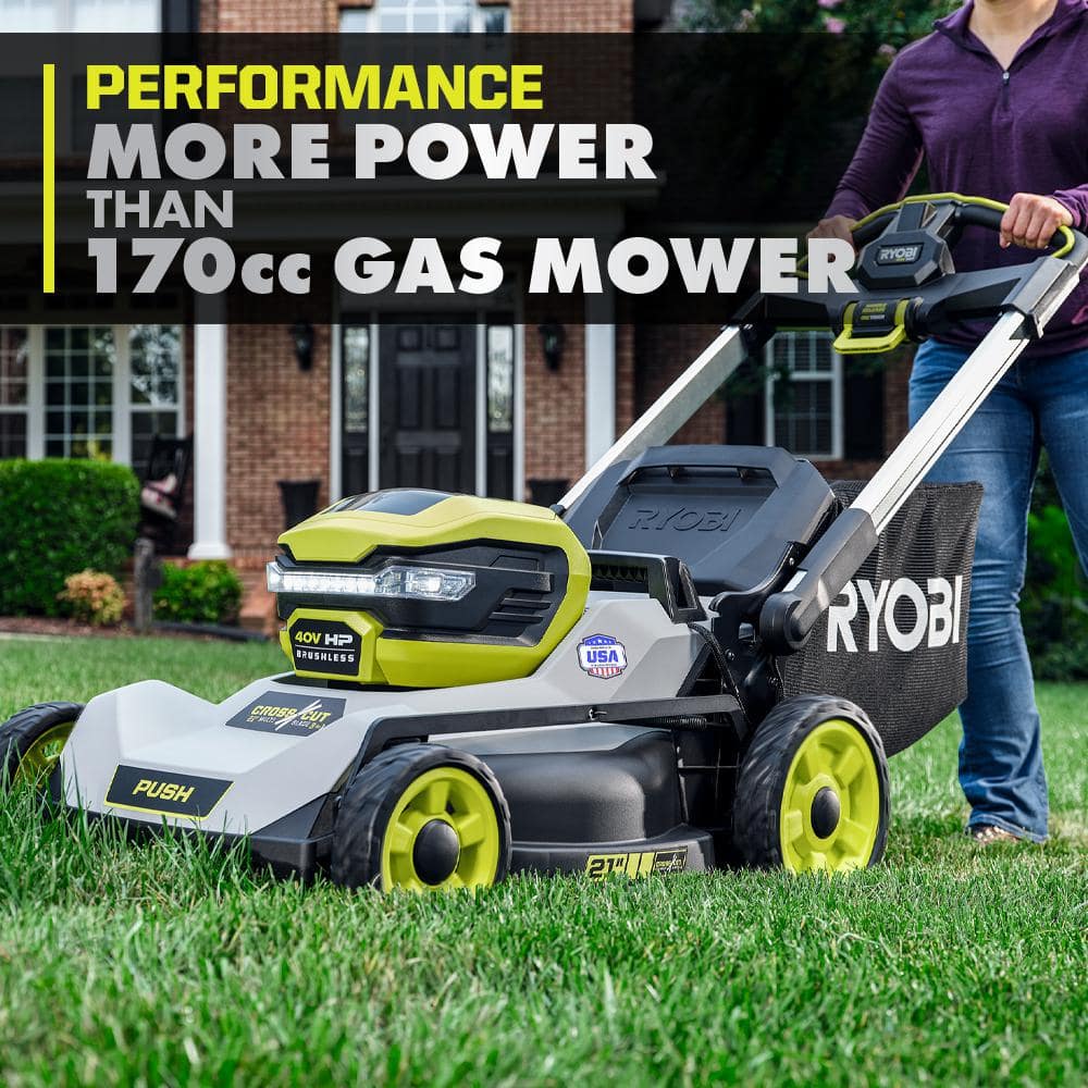 RYOBI 40V HP Brushless 21 in. Battery Walk Behind Multi-Blade Push Lawn Mower with 7.5 Ah Battery and Rapid Charger