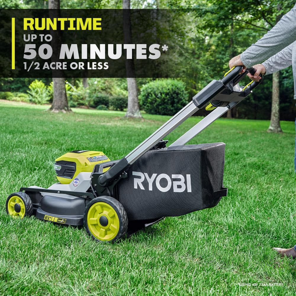 RYOBI 40V HP Brushless 21 in. Battery Walk Behind Multi-Blade Push Lawn Mower with 7.5 Ah Battery and Rapid Charger