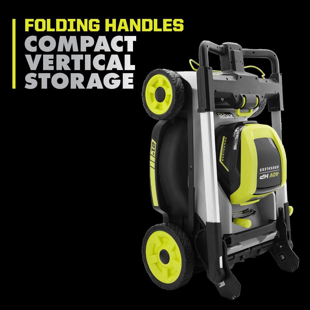 RYOBI 40-Volt HP Brushless 21 in. Whisper Series Cordless Walk-Behind Multi-Blade Push Mower - (2) 6.0 Ah Batteries & Charger