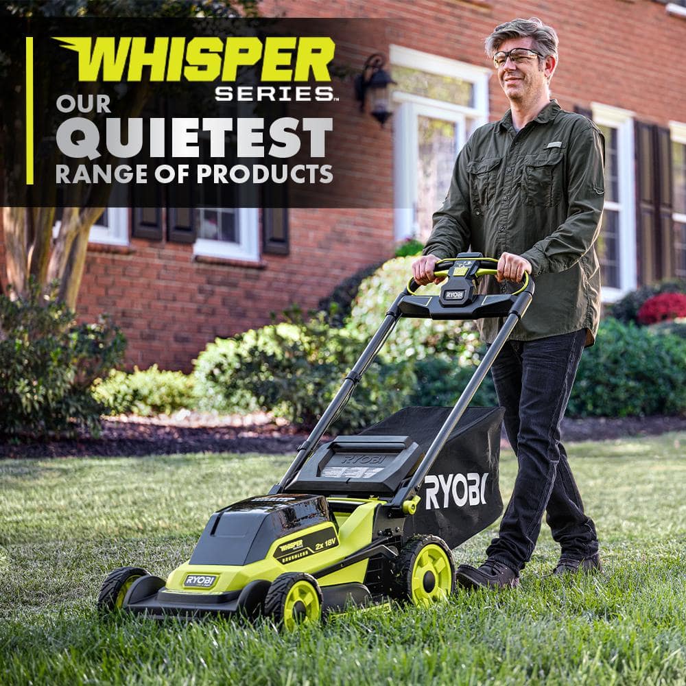 RYOBI ONE+ 18V HP Brushless Whisper Series 20" Battery Self-Propelled Dual Blade Walk Behind Mower/Trimmer/Batteries/Chargers