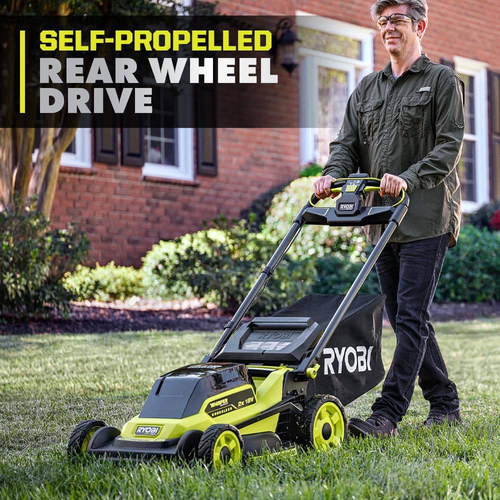 RYOBI ONE+ 18V HP Brushless Whisper Series 20" Self-Propelled Multi-Blade Walk Behind Mower - (4) 4.0 Batteries & (2) Chargers
