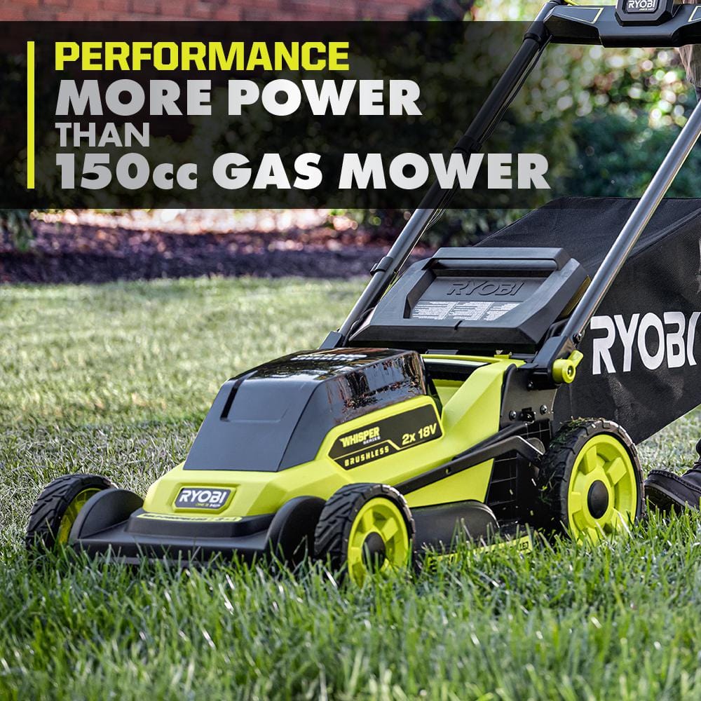 RYOBI ONE+ 18V HP Brushless Whisper Series 20" Self-Propelled Multi-Blade Walk Behind Mower - (4) 4.0 Batteries & (2) Chargers