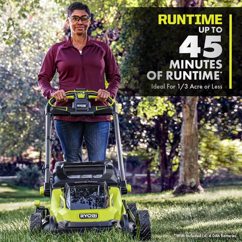 RYOBI ONE+ 18V HP Brushless Whisper Series 20" Self-Propelled Dual Blade Walk Behind Mower-(6) 4.0 Batteries and (3) Chargers