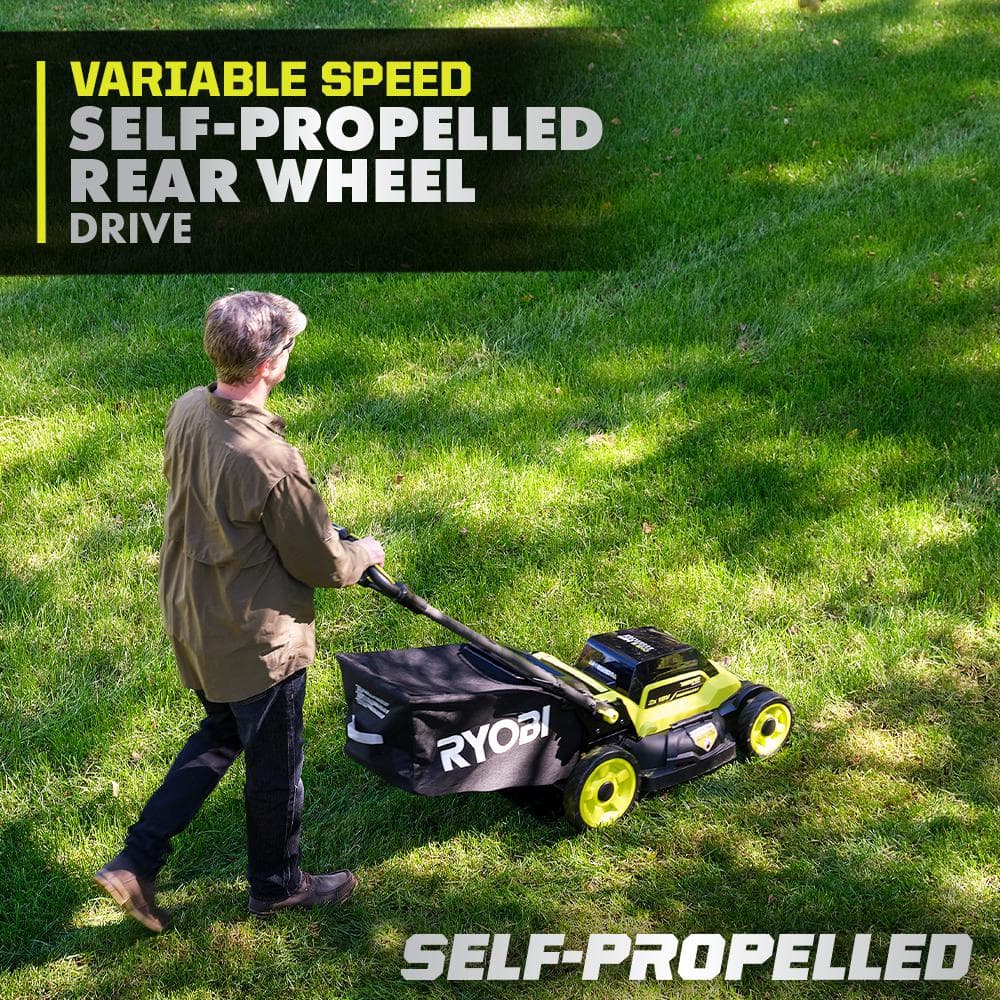 RYOBI ONE+ 18V HP Brushless Whisper Series 20" Self-Propelled Dual Blade Walk Behind Mower-(6) 4.0 Batteries and (3) Chargers