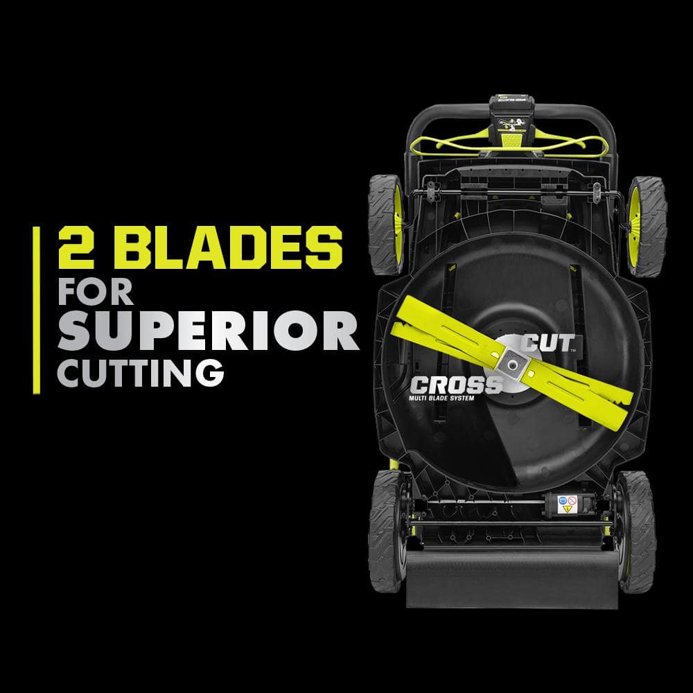 RYOBI ONE+ 18V HP Brushless Whisper Series 20" Self-Propelled Dual Blade Walk Behind Mower-(6) 4.0 Batteries and (3) Chargers