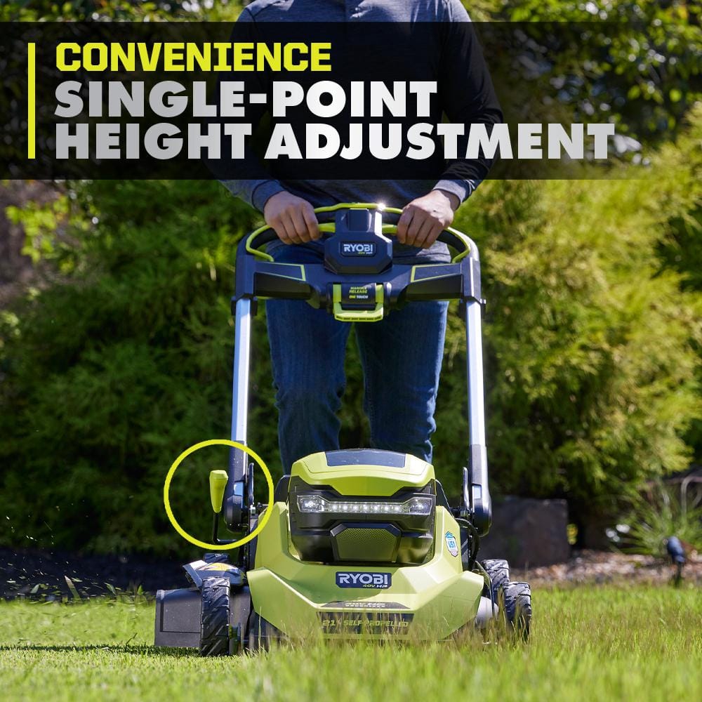 RYOBI 40V HP Brushless 21 in. Cordless Battery Walk Behind Self-Propelled Mower with (2) Batteries, Charger, Lawn & Leaf Bag