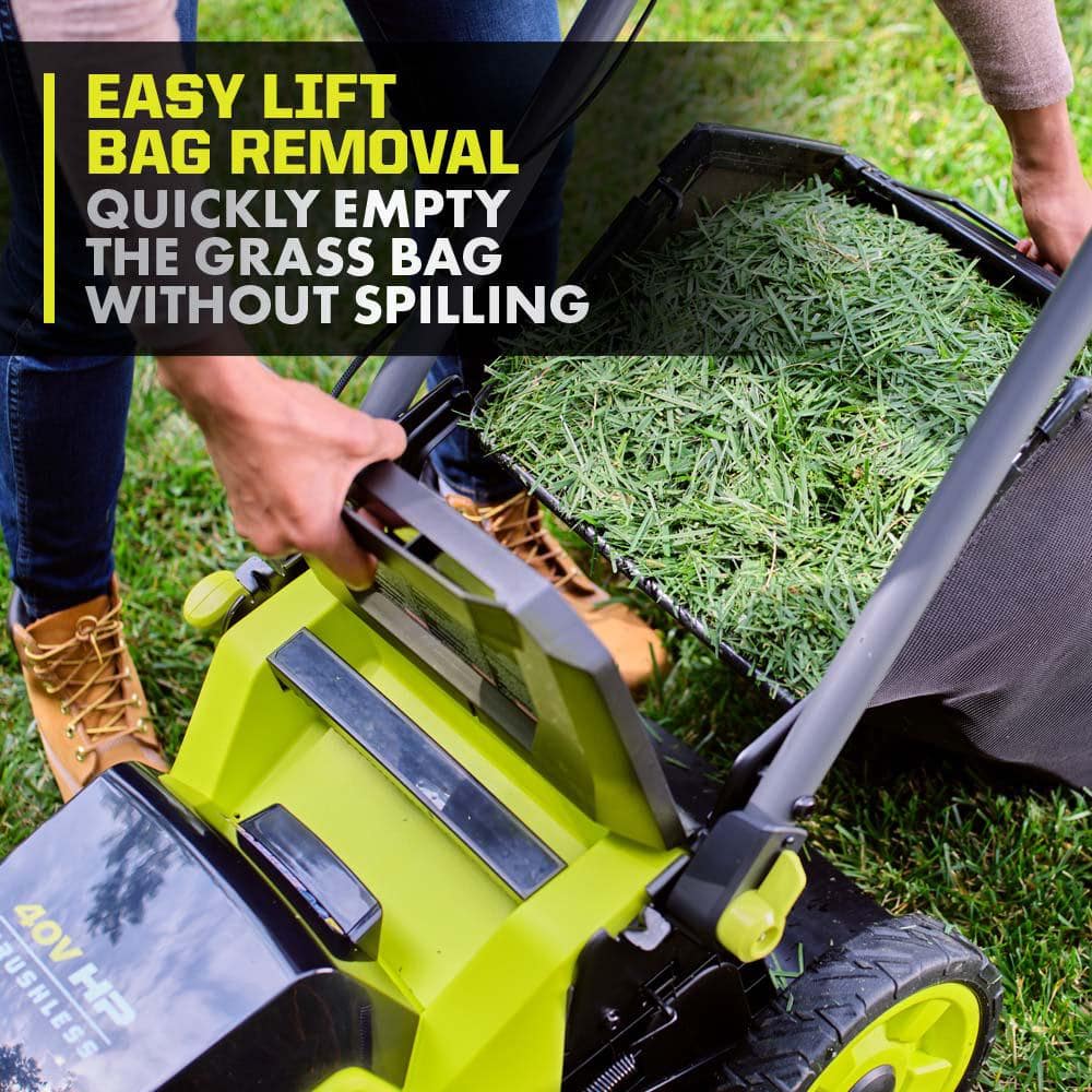 RYOBI 40V HP Brushless 20 in. Cordless Battery Walk Behind Self-Propelled Mower, Trimmer, Blower with Batteries and Chargers