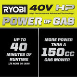 RYOBI 40V HP Brushless 20 in. Cordless Electric Battery Walk Behind Self-Propelled Mower with 6.0 Ah Battery and Charger