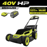 RYOBI 40V HP Brushless 20 in. Cordless Electric Battery Walk Behind Self-Propelled Mower with 6.0 Ah Battery and Charger