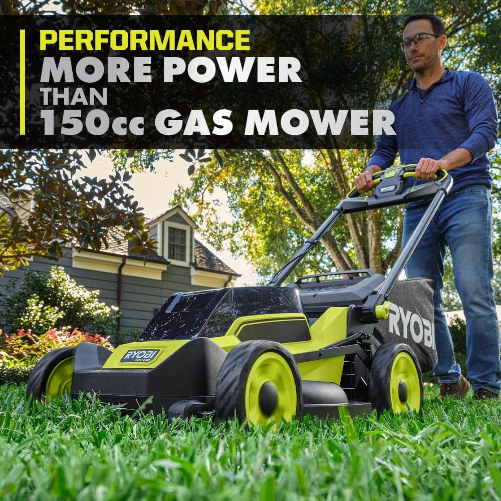 RYOBI 40-Volt HP Brushless 20 in. Cordless Electric Walk Behind Self-Propelled Mower and Trimmer - (2) Batteries/(2) Chargers