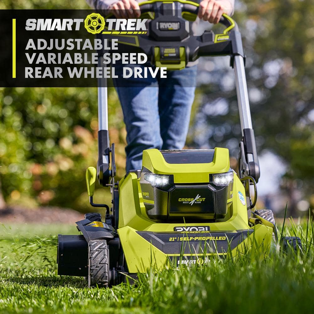 RYOBI 40V HP Brushless Whisper Series 21. in Walk Behind Self-Propelled All Wheel Drive Mower - (2) 6.0 Ah Batteries & Charger