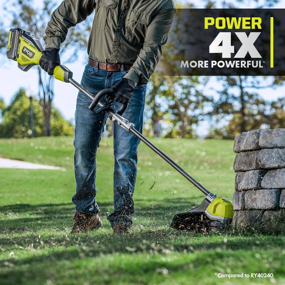 RYOBI 40-Volt HP Brushless Whisper Series 21 in. Walk Behind Self-Propelled All Wheel Drive Mower Trimmer 3 Batteries Chargers