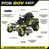 RYOBI 42 in. 80-Volt HP Brushless Battery Electric Cordless Zero Turn Mower, Blower, Backpack Battery - Batteries and Chargers