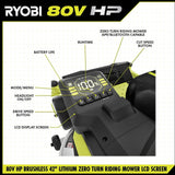 RYOBI 42 in. 80-Volt HP Brushless Battery Electric Cordless Zero Turn Mower, Blower, Backpack Battery - Batteries and Chargers