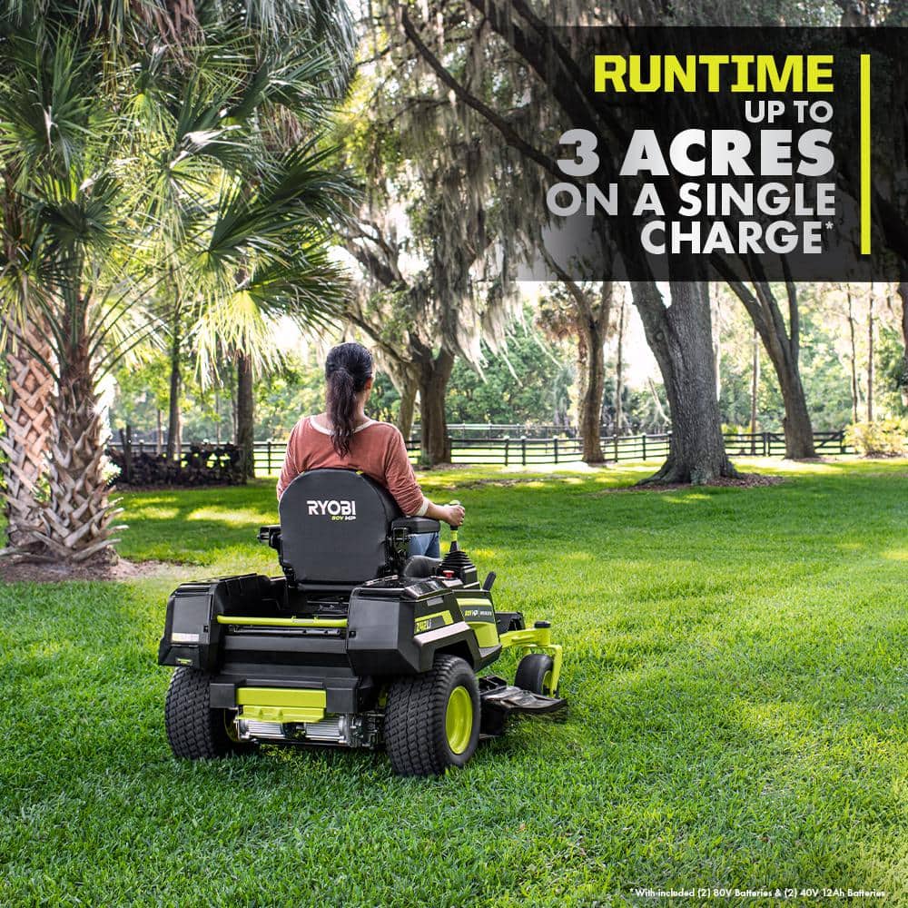 RYOBI 42 in. 80-Volt HP Brushless Battery Electric Cordless Zero Turn Mower, Blower, Backpack Battery - Batteries and Chargers