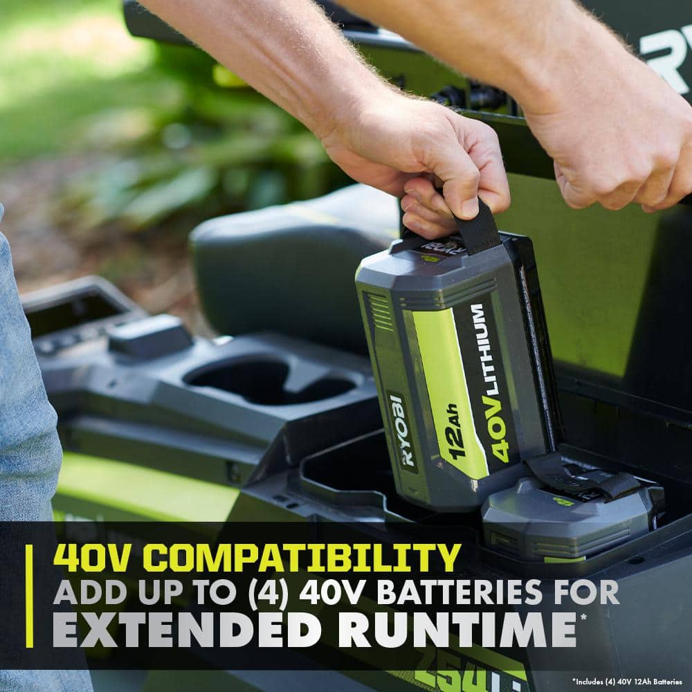 RYOBI 54 in. 80-Volt HP Brushless Battery Electric Cordless Zero Turn Mower, Blower, Backpack Battery - Batteries and Chargers