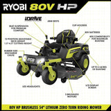 RYOBI 54 in. 80-Volt HP Brushless Battery Electric Cordless Zero Turn Mower, Blower, Backpack Battery - Batteries and Chargers