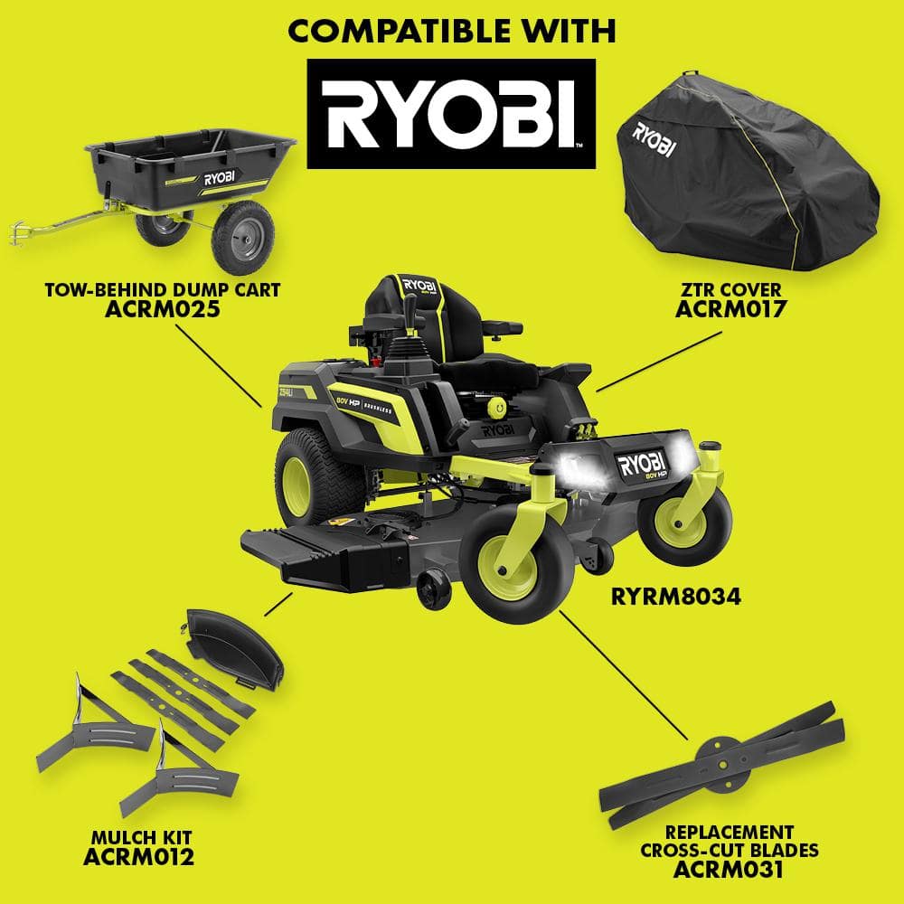 RYOBI 54 in. 80-Volt HP Brushless Battery Electric Cordless Zero Turn Mower, Blower, Backpack Battery - Batteries and Chargers