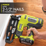 RYOBI ONE+ 18V AirStrike 16-Gauge Straight Finish Nailer (Tool Only) with Sample Nails