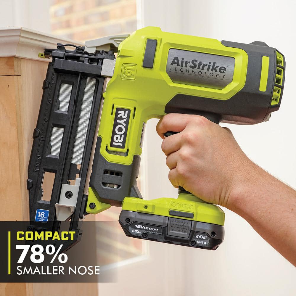 RYOBI ONE+ 18V 16-Gauge Cordless AirStrike Finish Nailer with Cordless Jig Saw (Tools Only)