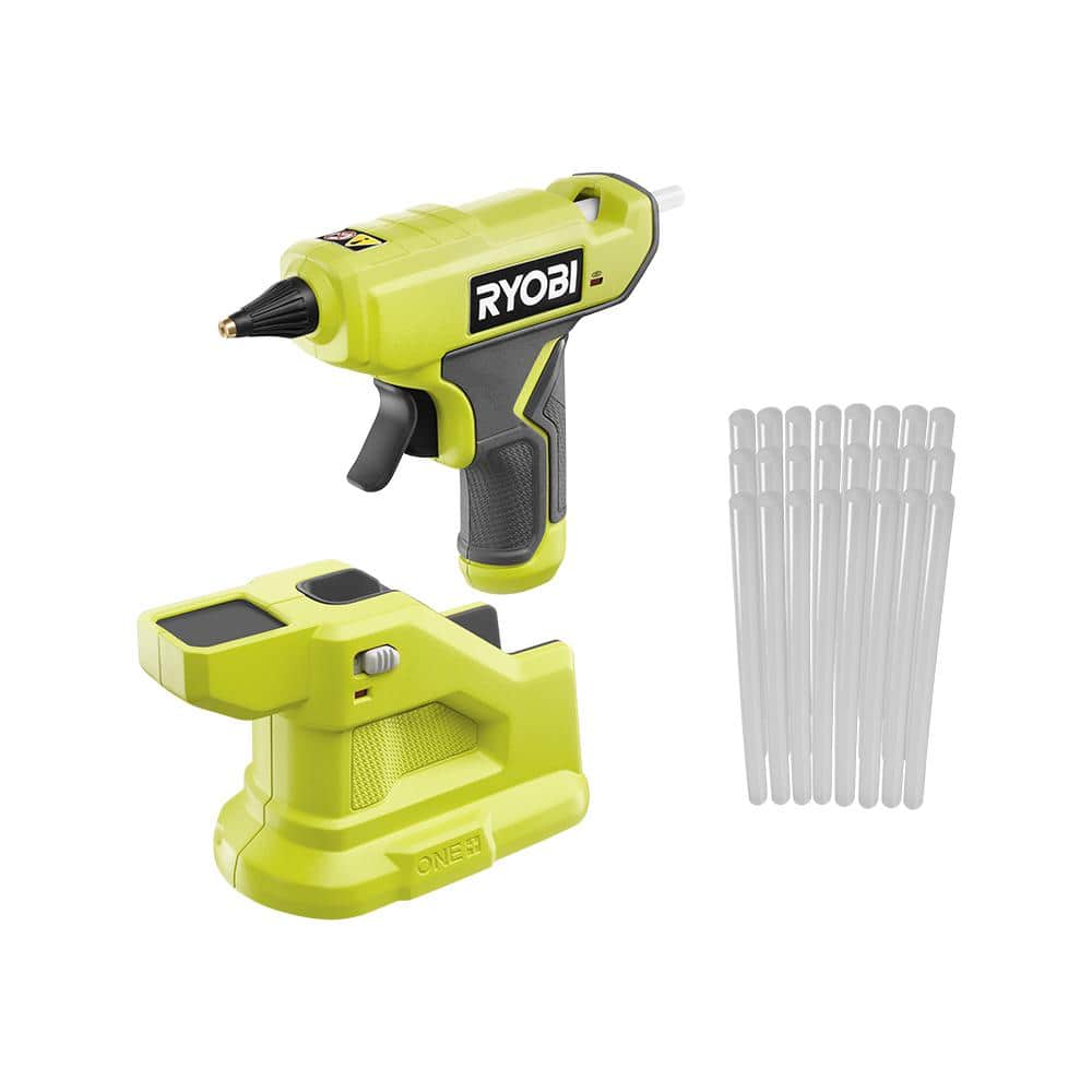RYOBI ONE+ 18V Cordless Compact Glue Gun (Tool Only) with 24-Pack 5/16 in. x 6 in. Mini Glue Sticks