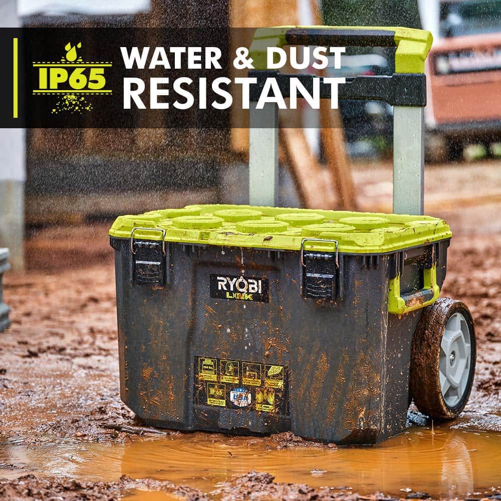 RYOBI LINK Rolling Tool Box w/ Standard and Medium Tool Box w/ Wall Rail (2-Pack)