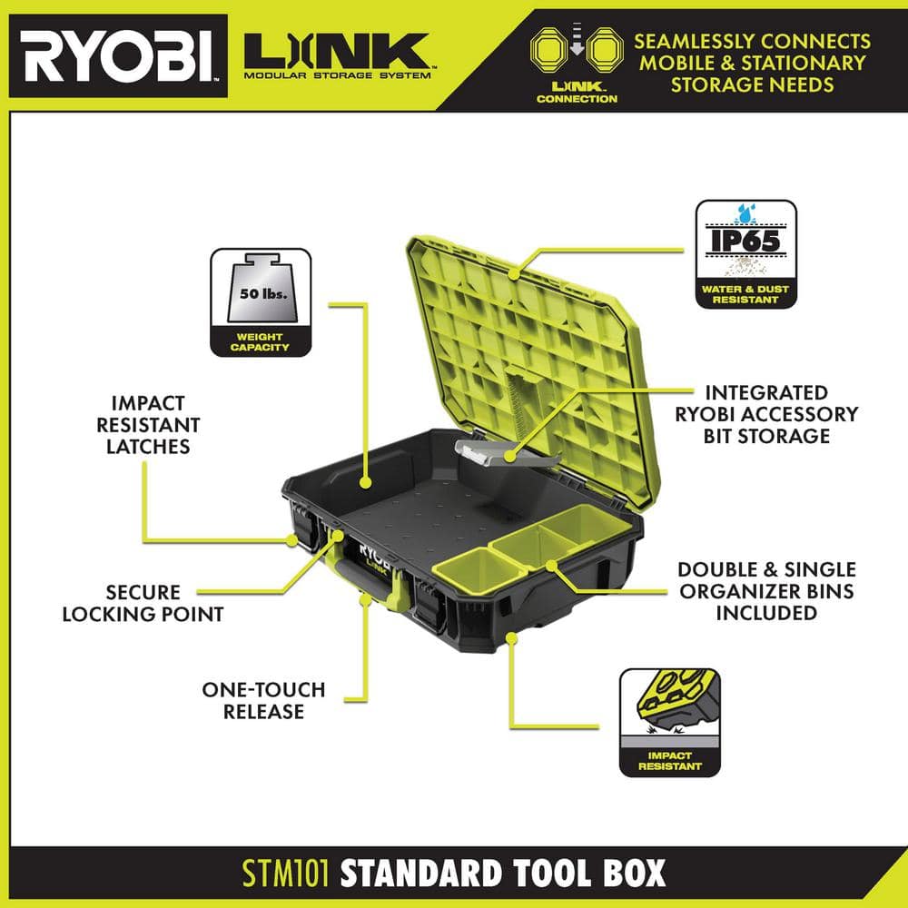 RYOBI 22.7 in. LINK Rolling Tool Box with LINK Standard Tool Box and LINK Tool Crate