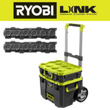 RYOBI LINK Rolling Tool Box w/ Medium Tool Box and Wall Rail (2-Pack)
