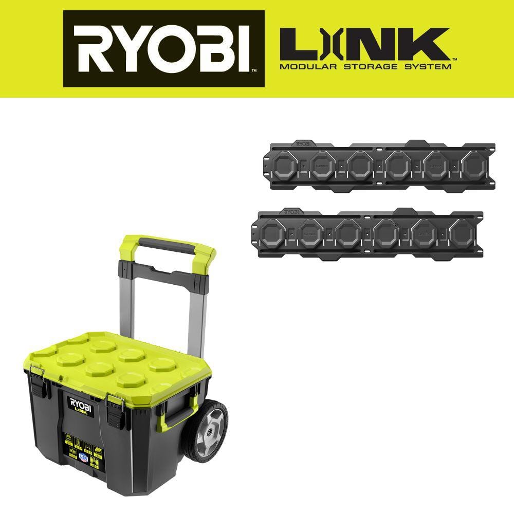 RYOBI LINK Rolling Tool Box w/ Wall Rail (2-Pack)