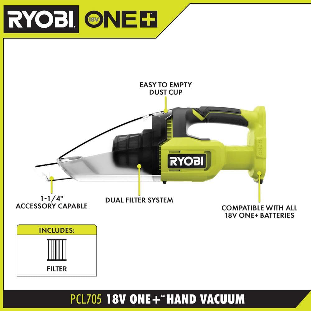 RYOBI ONE+ 18V Lithium-Ion Kit with 2.0 Ah and 4.0 Ah Batteries, Charger, and Free ONE+ 18V Cordless Multi-Surface Hand Vacuum