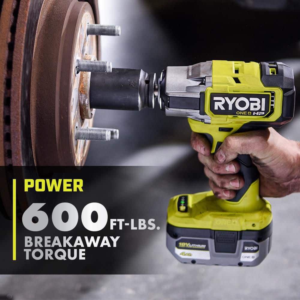 RYOBI ONE+ HP 18V Brushless Cordless 4-Mode 1/2 in. Impact Wrench (Tool Only) w/ 1/2 in. SAE Deep Impact Socket Set (11-PC)