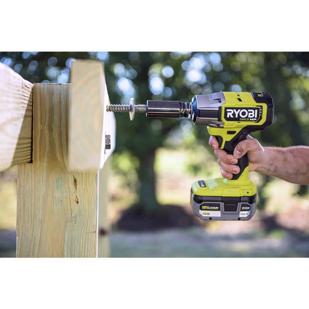 RYOBI ONE+ HP 18V Brushless Cordless 4-Mode 1/2 in. Impact Wrench (Tool Only) w/ 1/2 in. SAE Deep Impact Socket Set (11-PC)