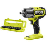 RYOBI ONE+ HP 18V Brushless Cordless 4-Mode 1/2 in. Impact Wrench (Tool Only) w/ 1/2 in. SAE Deep Impact Socket Set (11-PC)