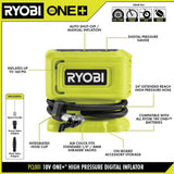 RYOBI ONE+ 18V Cordless High Pressure Inflator Kit with 2.0 Ah Battery and Charger