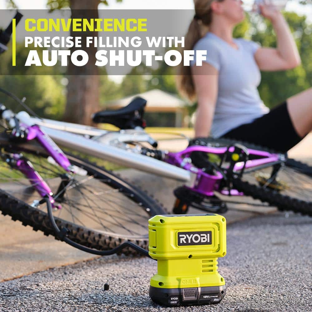 RYOBI ONE+ 18V Cordless High Pressure Inflator Kit with 2.0 Ah Battery and Charger