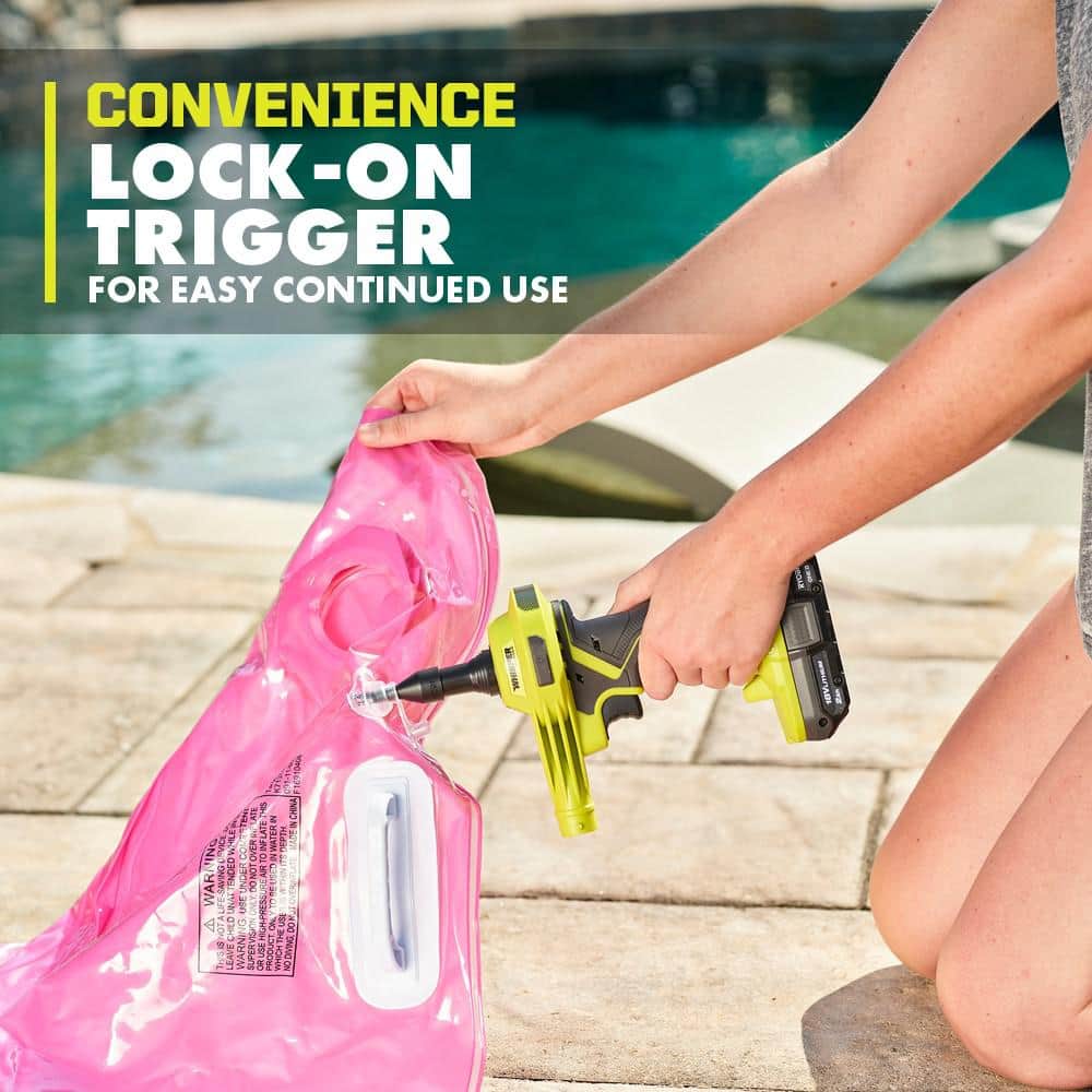 RYOBI ONE+ 18V High Volume Inflator Kit with 2.0Ah Battery and Charger