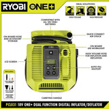 RYOBI ONE+ 18V Cordless Dual Function Inflator/Deflator with Cordless LED Light (Tools Only)