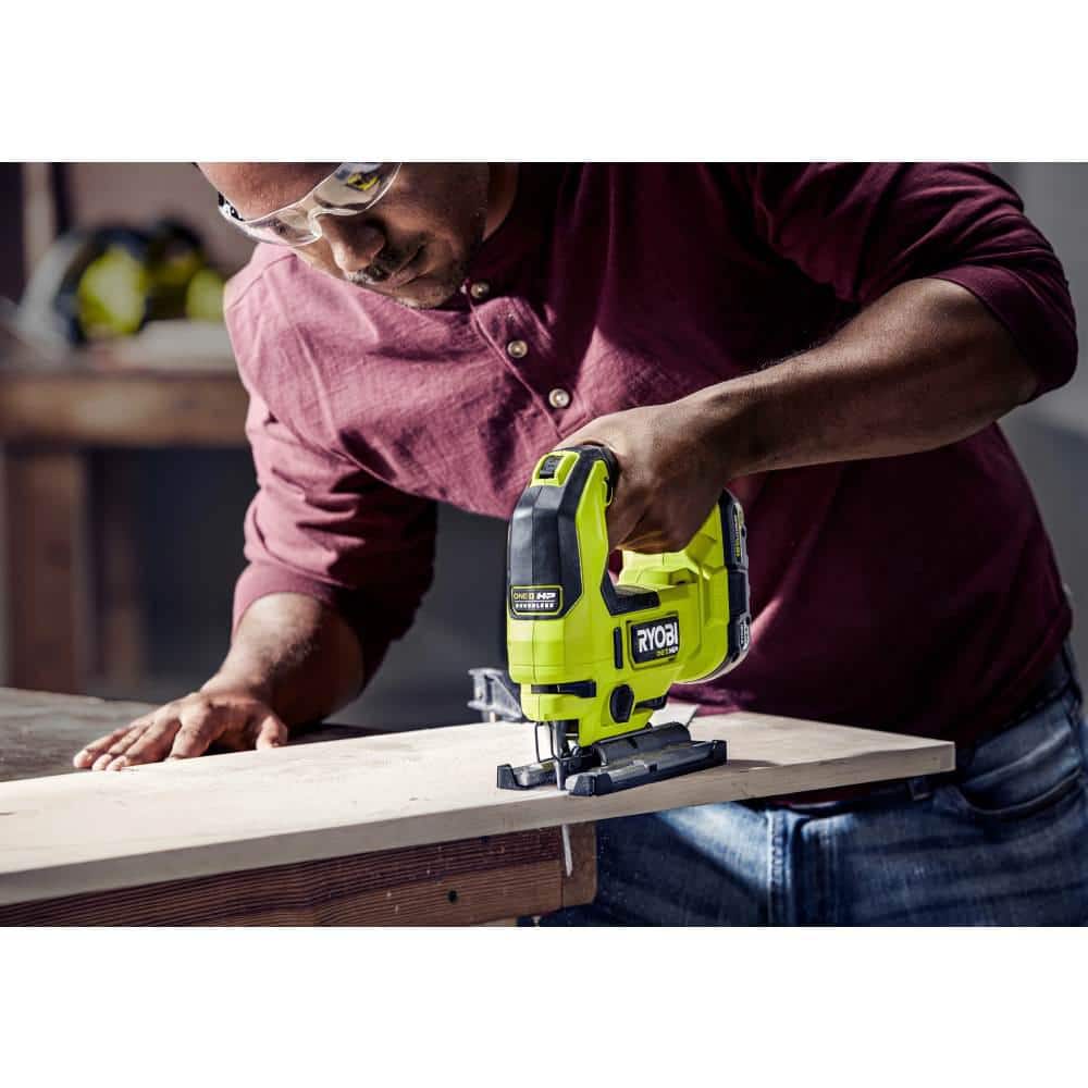 RYOBI ONE+ HP 18V Brushless Cordless Jig Saw (Tool Only) with All Purpose Jigsaw Blade Set (20-Piece)