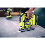 RYOBI ONE+ HP 18V Brushless Cordless Jig Saw (Tool Only) with All Purpose Jigsaw Blade Set (20-Piece)
